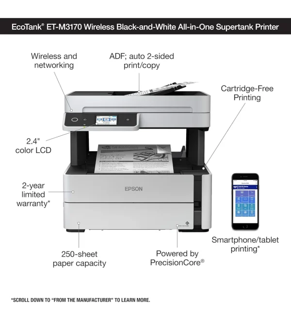Epson EcoTank Wireless Monochrome All-in-One Supertank Printer - Image 3