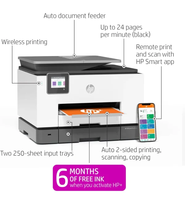 HP OfficeJet  Wireless Color All-in-One Printer - Image 2